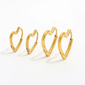 New Trendy Earring 18K Gold Plated Simple Heart Huggie Earrings Stainless Steel Earrings Wholesale