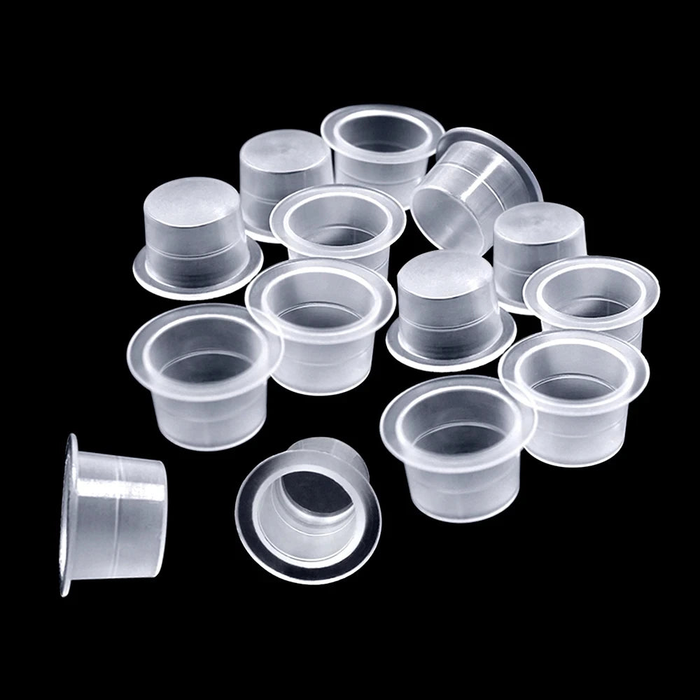 S/M/L Disposable Tattoo Ink Cups Plastic Pigment Clear Holder Container Caps Tattoo Permanent Makeup Microblading Supply