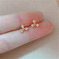 Gold Plating Jewelry Gifts S925 Cute Clover Stud Earrings