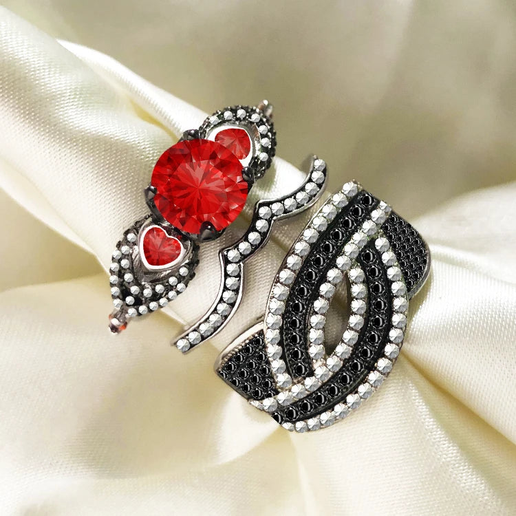 Engagement Couple Jewelry Micro Pave Interwoven CZ Men Ring Double Color Stacked Ring for Women Wedding Promise Couple Ring Set