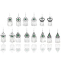 Central Asian Kazakhs Ethnic Style Green Acrylic Gem Drop Tassel Women's Earrings