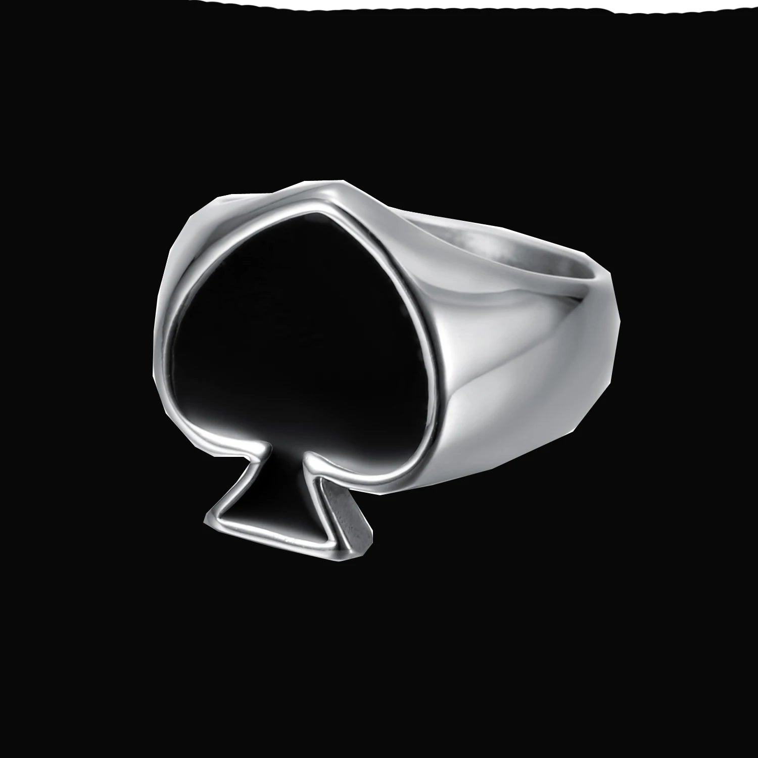 Retro Punk Rock Ace of Spades Ring High Polished Stainless Steel Black Enamel Poker Biker Signet Rings for Men