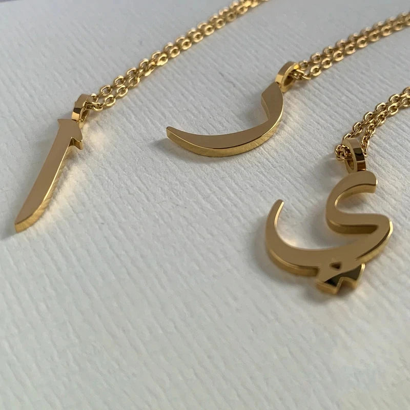 2024 Stainless Steel  Arabic Letter Waterproof Necklace Personalized Arab Islam Custom Jewelry