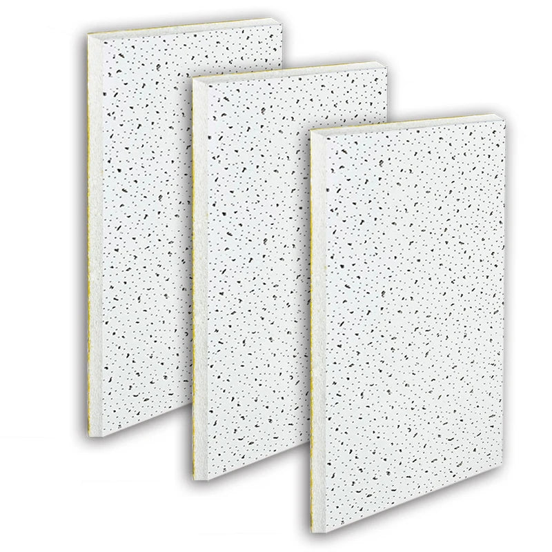 Sound-absorbing Mineral Fiber Ceiling Board 15mm Thickness 60x60cm Acoustic Ceiling Tile Fissured Design for Office Builds