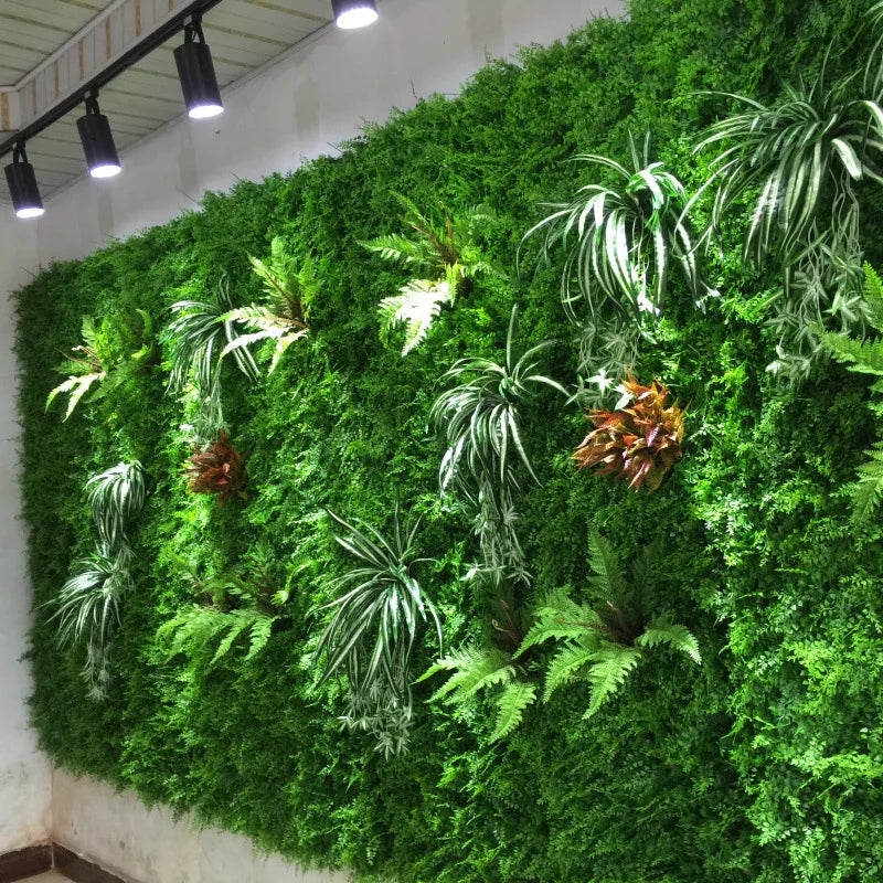 High-Assurance Green Artificial Foliage Plant Wall Plastic Simulation Wedding Outdoor Accent Grass Wall Hanging Feature for