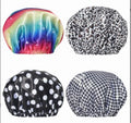 New Print Women Bath Hair Cap Hat Supplies Bathroom Double Layer Shower Waterproof Cap Thick Cover Accessories