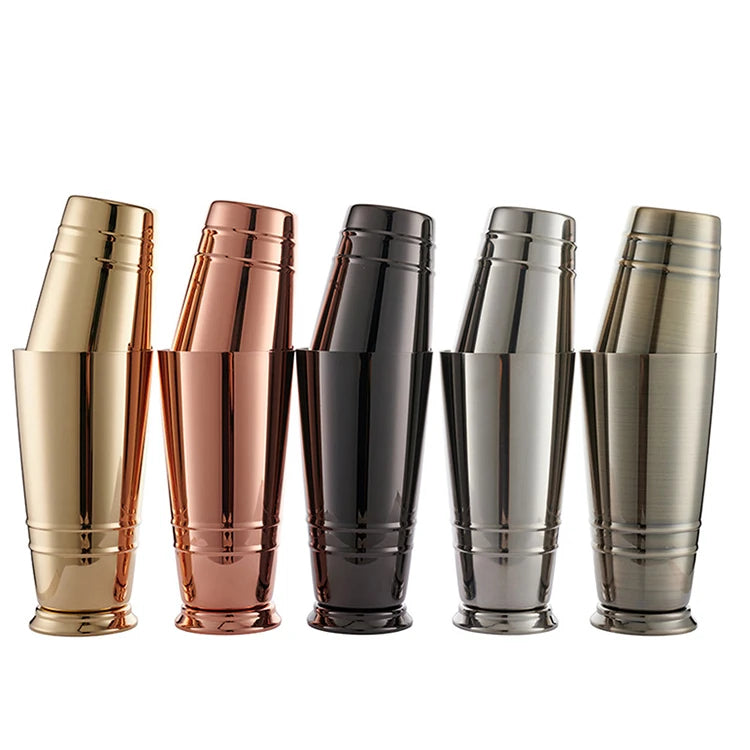 750ML Gold Stainless Steel Boston Martini Drink Mixer Cocktail Shaker With Base