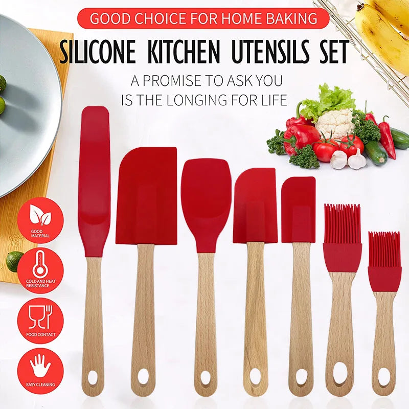 Silicone Spatula Set Heat Resistant Eco-Friendly Multifunction Kitchen Tools Baking & Pastry Utensil for Home Kitchen