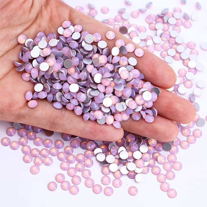 Wholesale Pink Opal Crystal Stone Nail Art Rhinestones Ss4 Ss6 Ss12 Ss16 Ss20 Applique for Clothes Bags Loose Glass Rhinestones
