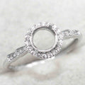 Sterling Silver 4mm/5mm/6mm Semi Mount Ring Frame Empty Blank Support Claws Setting S925 Base Without Center Stone for Inlay DIY