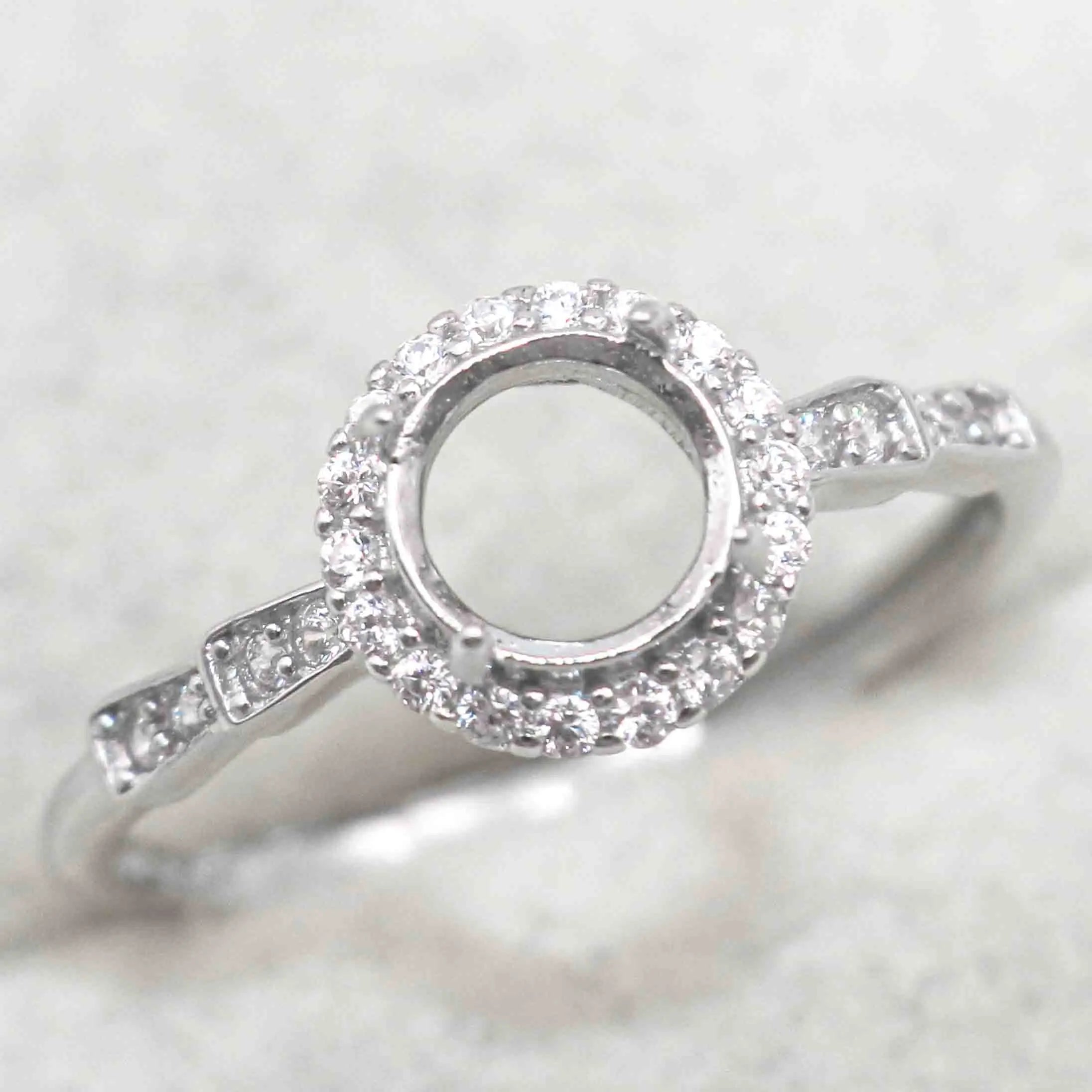 Sterling Silver 4mm/5mm/6mm Semi Mount Ring Frame Empty Blank Support Claws Setting S925 Base Without Center Stone for Inlay DIY
