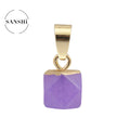 Wholesale Factory Small Cube Shape Rose Quartz Stone Pendant Natural Stone Pendant Plating in Gold for Gift Charm Pendants