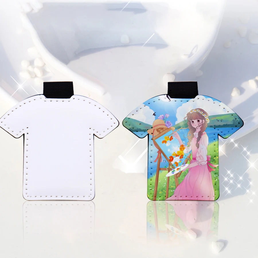 New Arrivals T-shirt Shape Custom Double Print Sublimation Keychain Pu Leather Key Chains