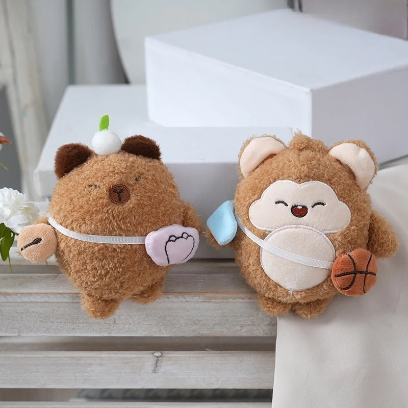 Cartoon Plush Doll Capibara Keychain Kapibala Monkey Peluches Key Chain Bag Pendant Capybara Plush Stuffed Animals Toys Keychain