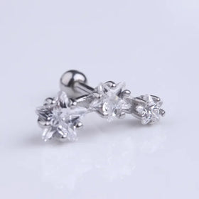 Fashion Ear Piercing Jewelry 100% Stainless Steel Prong Setting Star CZ Tragus Earrings for Women