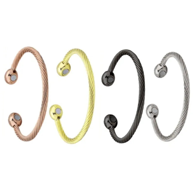 SC Hot Sale Simple Gold Silver Bracelet Fashion Rose Black Open Bracelet Bangle Korean Twist Magnetic Bracelet for Women Men