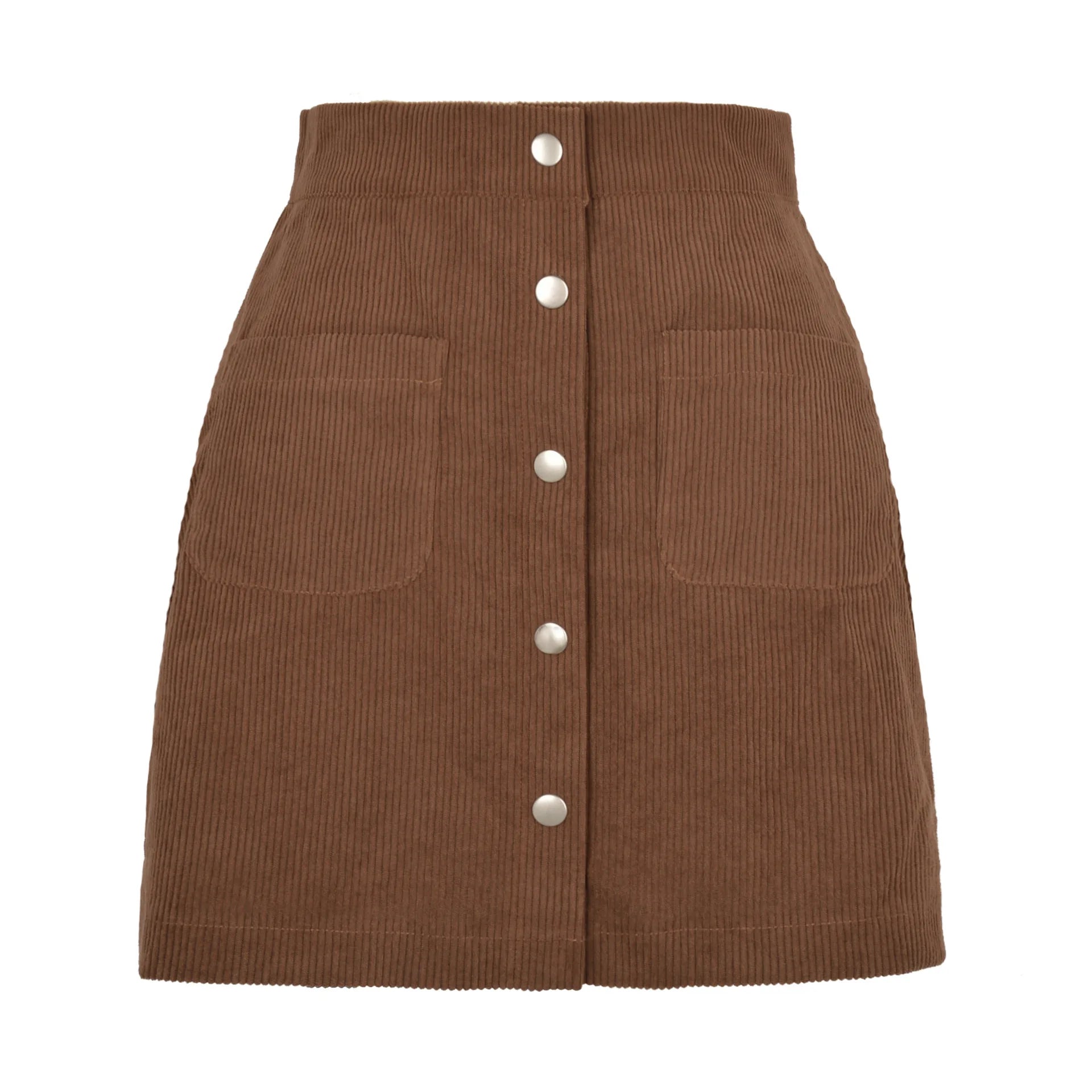 2024 Autumn and Winter New Corduroy Wrap Buttock Short Single-breasted Solid Color Women Skirt