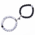 2pcs/set Natural Stone Beads Yoga Bracelet Lovers Jewelry Distance Heart Magnet Friendship Handmade Couple Bracelet