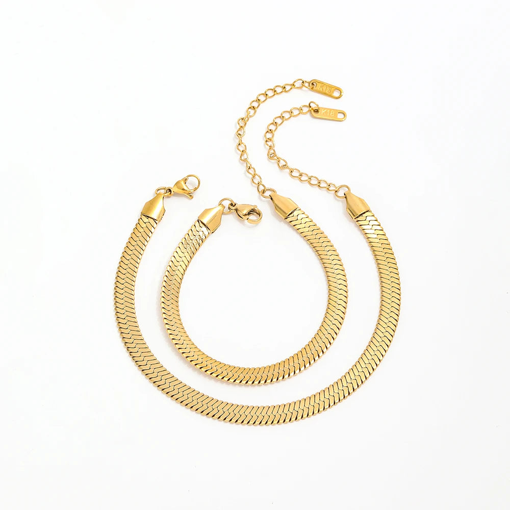High End Gold Plated Stainless Steel Snake Chain Bracelet Anklet for Women Wholesale Jewelry 6mm