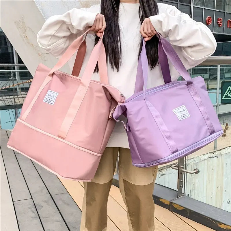 Wholesale Designer Sports and Fitness Wet and Dry Nylon pink Duffel Bag Large Capacity Waterproof Sports Travel Duffle Bag