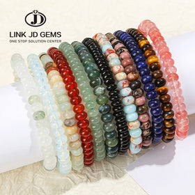 JD Classic Natural Gemstone Stretch Charm Handmade Unisex Wristband Jewelry Natural Green Aventurine Agate Quartz Abacus Beads