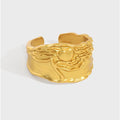 Hot Selling Irregular Texture Shape 18K Gold Plated S925 Sterling Silver Simple Design Open Adjustable Ring for Women
