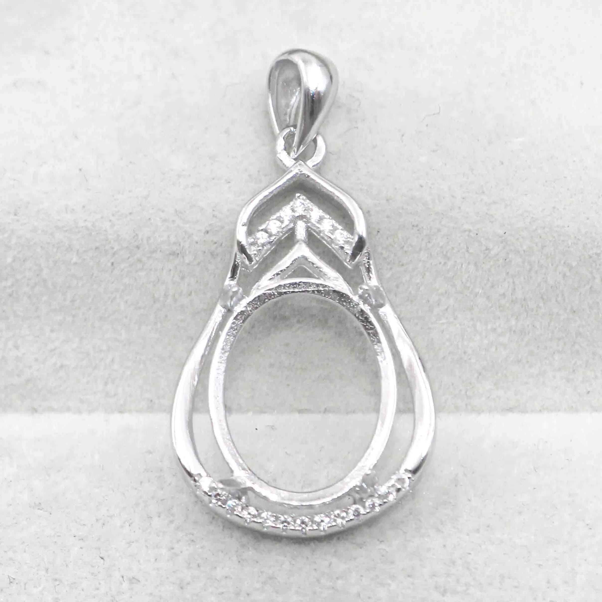 Sterling Silver 12*15mm Semi Mount Pendant Empty Frame Blank Support Setting S925 Base Holder Without Center Stone for DIY Inlay