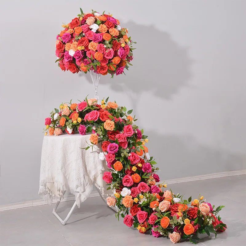 Artificial Flower Row Wedding Decoration Artificial Floral Ball Flower Runner Artificial Flowers for Events