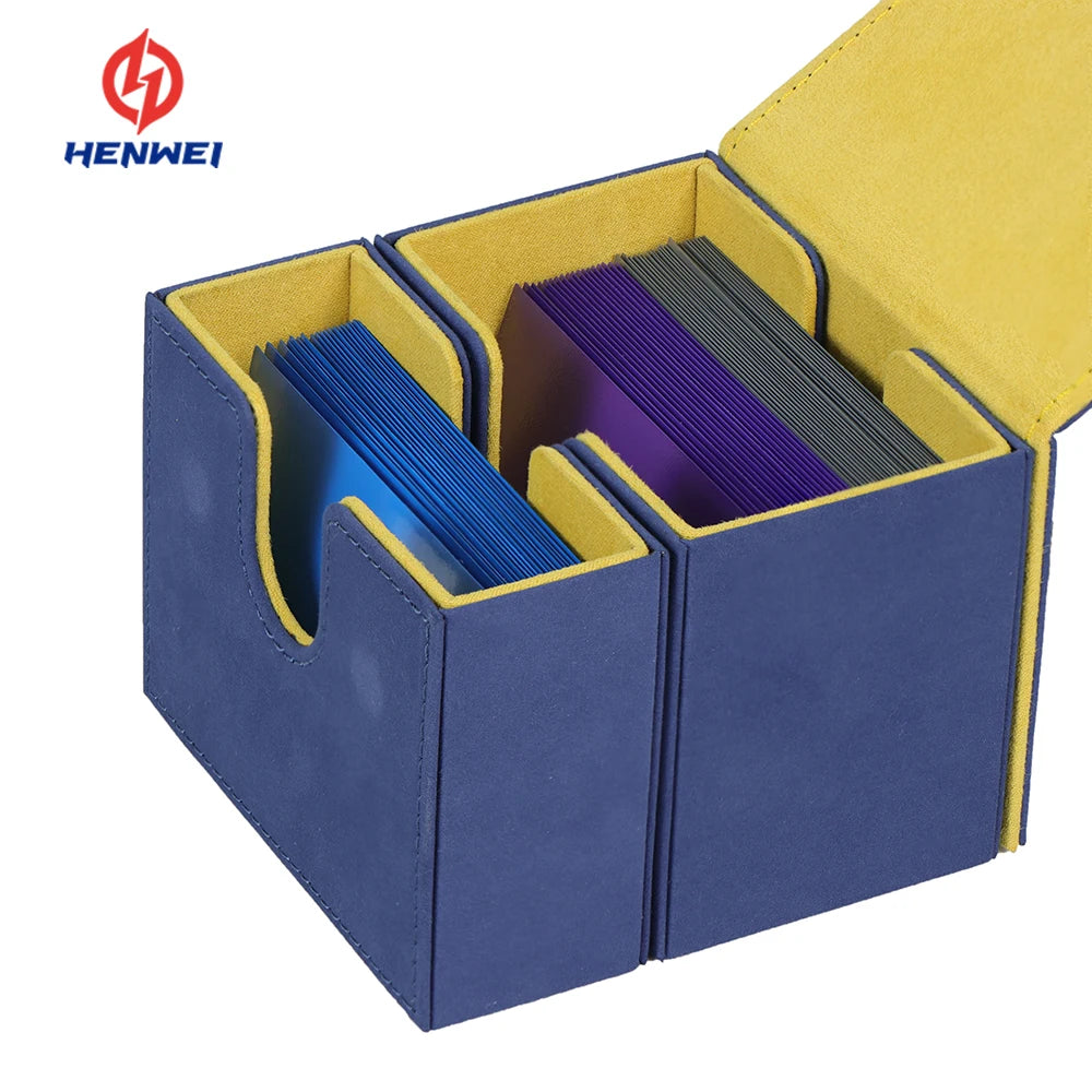 Customized HENWEI Trading Board Game Deck Box Business Leather Card Box Playing Cards Case Trading Card Storage Box