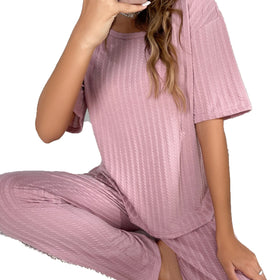 Spring and Autumn Printed Pajamas Long Sleeve Home Wear Two-piece Pajamas for Women