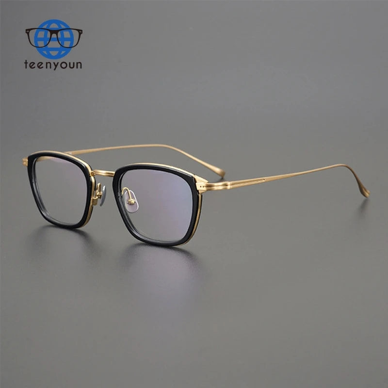 Teenyoun Ultra-Light Pure Titanium 9G Literary Small Exquisite Glasses Frame Male Retro Box Type With Myopia Eyewear