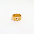 Fenny 18K Gold Plated High End Classic Multi-layer Camber Zirconia Band Stainless Steel Ring Finger Ring Wholesale Jewelry