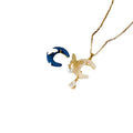 Merryshine Women's Elegant Butterfly Moon Pendant Necklace 18K Gold Plated Diamond Zircon Silver & Pearl Religious Style