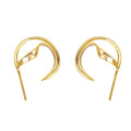 925 Sterling Silver Irregular C Arc Shape Double Lines Gold Plated Stud Earrings for Women