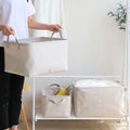Japanese Modern Scandinavian Foldable Storage Basket Thickened Canvas Cotton Girdle Rectangle Shape Injection PP Household Items