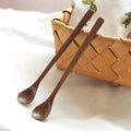 Custom Japanese Style Black Walnut Long Handle Wooden Spoon Honey Stirring Dessert Spoon