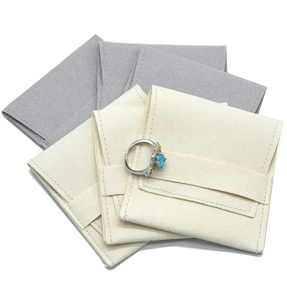 Button Packaging Small Velvet Custom Logo Pink Suede Fabric Small Bags Eco Friendly Jewelry Box With Pouch