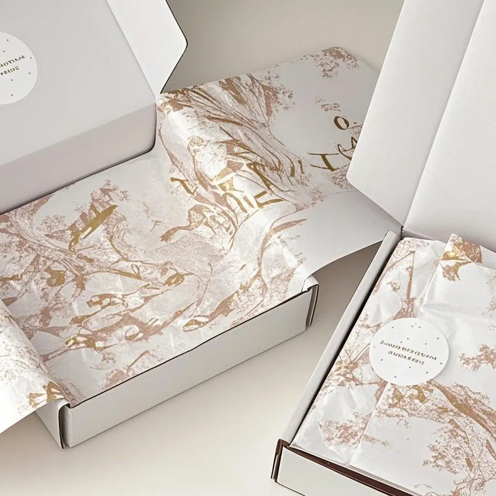 Luxury Gold Tissue Paper Sheets with Custom Logo for High-End Fashion Packaging Sustainable  Elegant