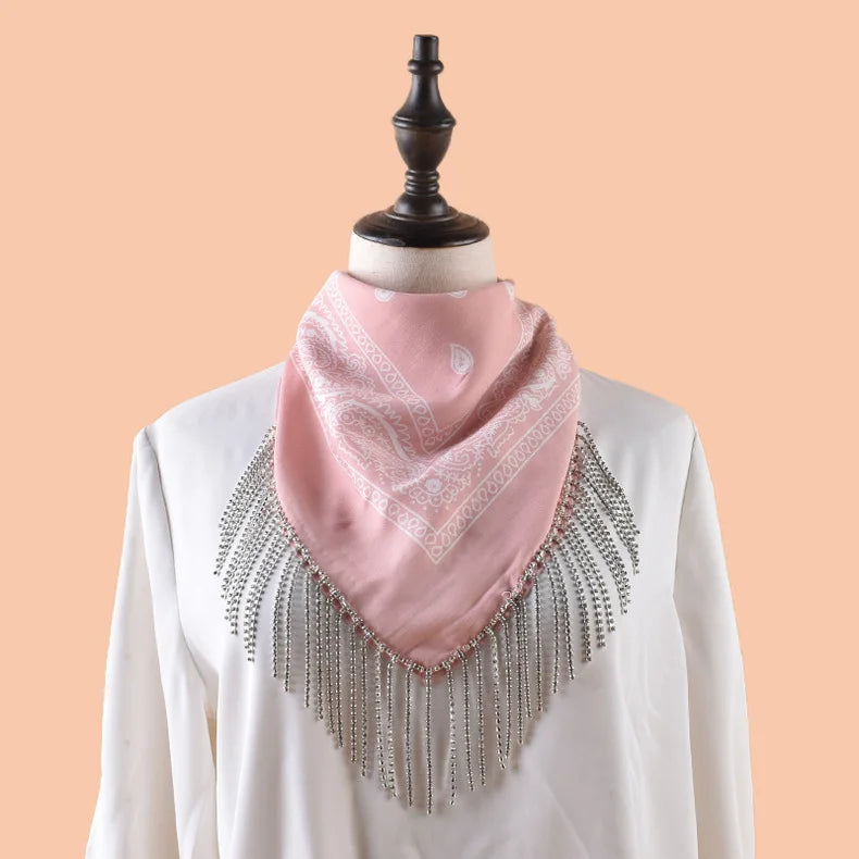 Diamond Style European and American Multi-Functional Polyester Cashew Headscarf Hand Sewn Square Scarf for Parties