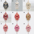 2026 New Arrival Bridal Butterfly Printed Triangle Shawl Embroidery Lace Scarf with Tassel for Summer