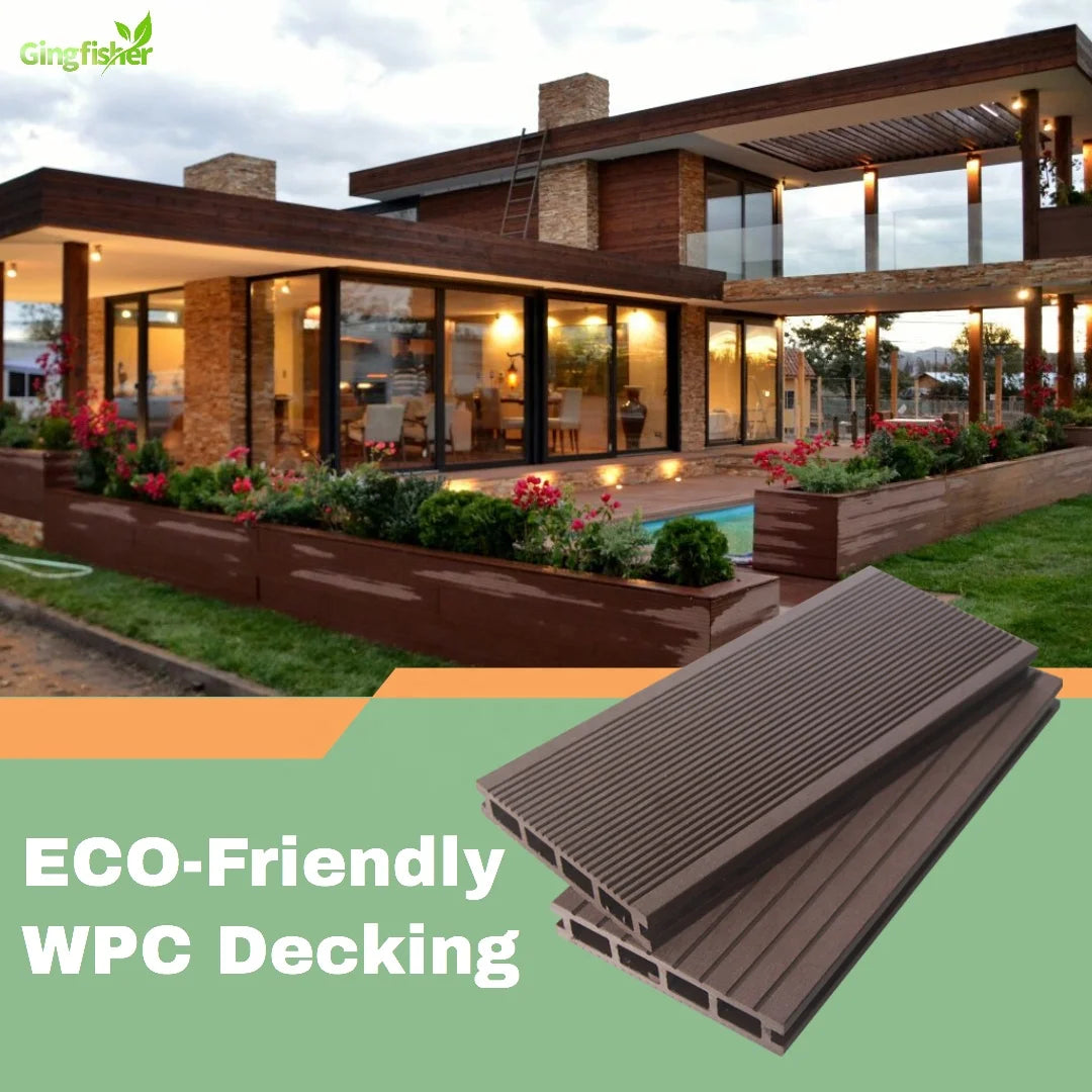 Modern Eco-friendly Wood Plastic Composite WPC Floor Decking Plank Outdoor Crack-Resistant WPC with Brushed Techniques