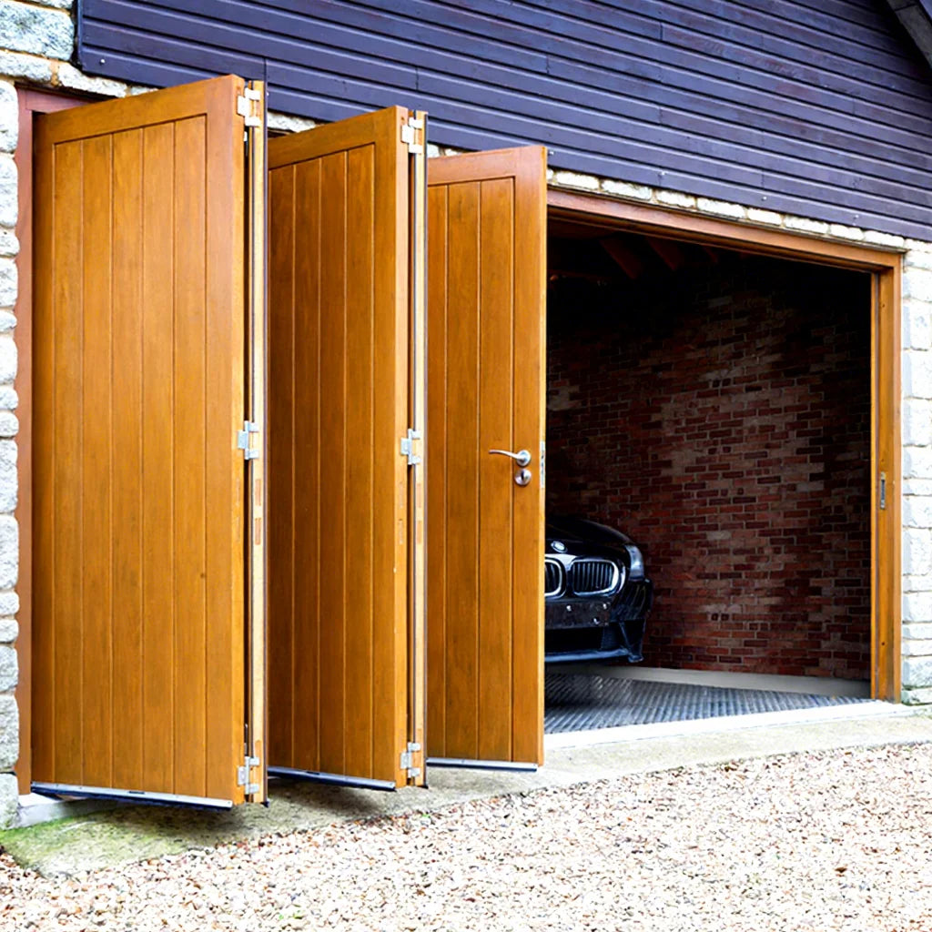 European High Standards Garage Automatic Door Horizontal Folding Garage Doors Wood Bifold Garage Doors