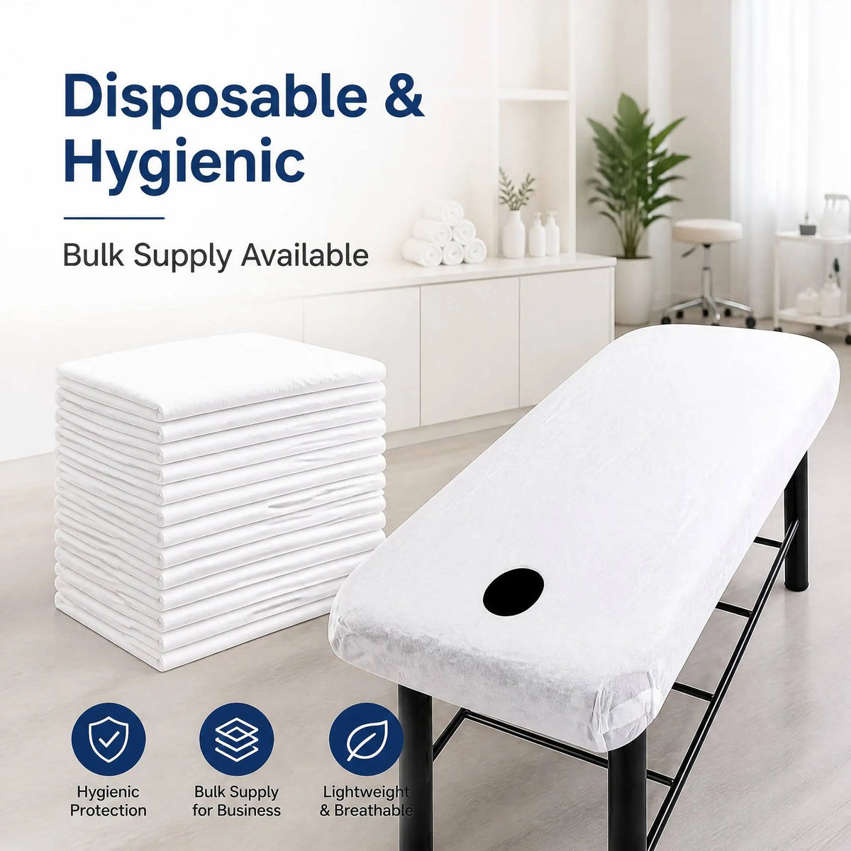 Premium SMMSS Disposable Fitted Bed Sheet with Face Hole Spa Massage Beauty Salon Bed Cover with Elastic Corner Soft Breathable MegaBDM