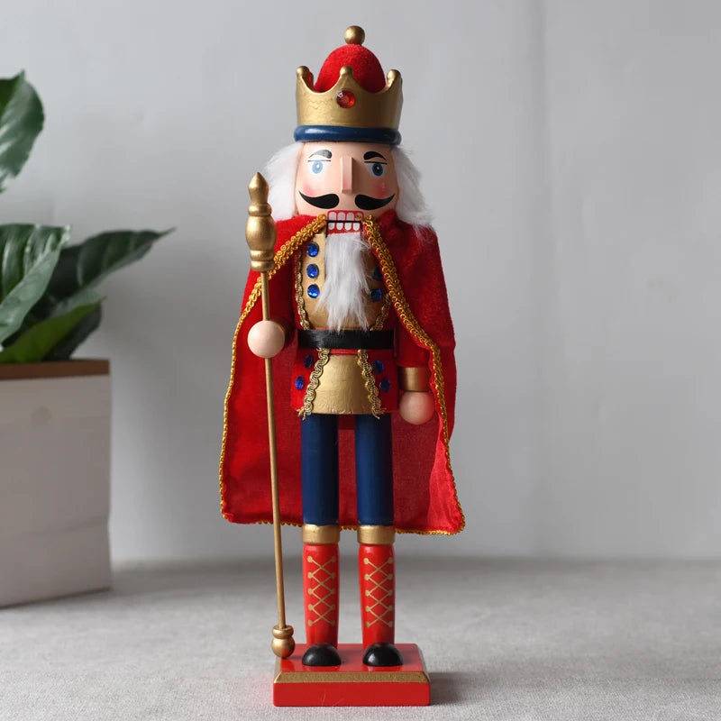 Hot Selling Christmas Decoration Customizable 38cm Wooden Nutcracker with Red Cloak MegaBDM