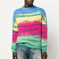 2026 China Knitwear Supplier Custom Long Sleeve Ribbed Knit Crew Neck Knitwear Men Striped Tie Dye Knit Jumper