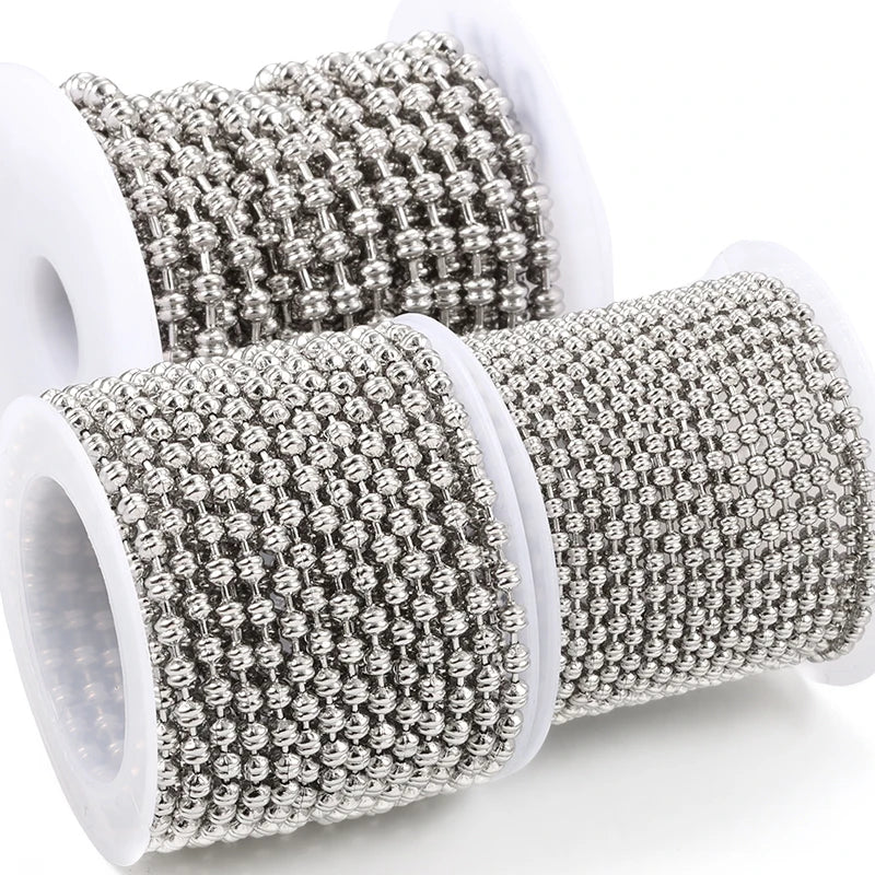 Unique New Arrival Bead Chain for Women Men 3 Different Sizes Egg Beads Stainless Steel Link Chains for Making Jewelry Necklace