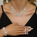 Wedding Jewelry: Wholesale Accessories Bridal Silver Rhinestone Necklace & Earrings Set for Party Dresses
