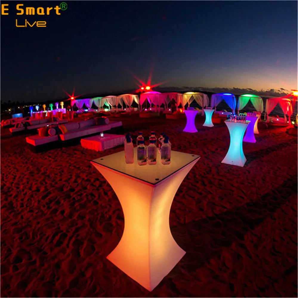 Morden Rechargeable LED Bar Furniture Table Modern Rustic for Home Hotel KTV Park Supermarket Wedding Party Events Plastic
