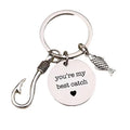 Custom Engraved Stainless Steel Fish Hook Keychain Carp-Themed Backpack Charm and Keyring Accessories for Lake and River Gift