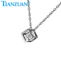 Cubes Stainless Steel Necklace with 8mm Round Moissanite Pendants Waterproof Necklace Swim in Seawater Jewelry